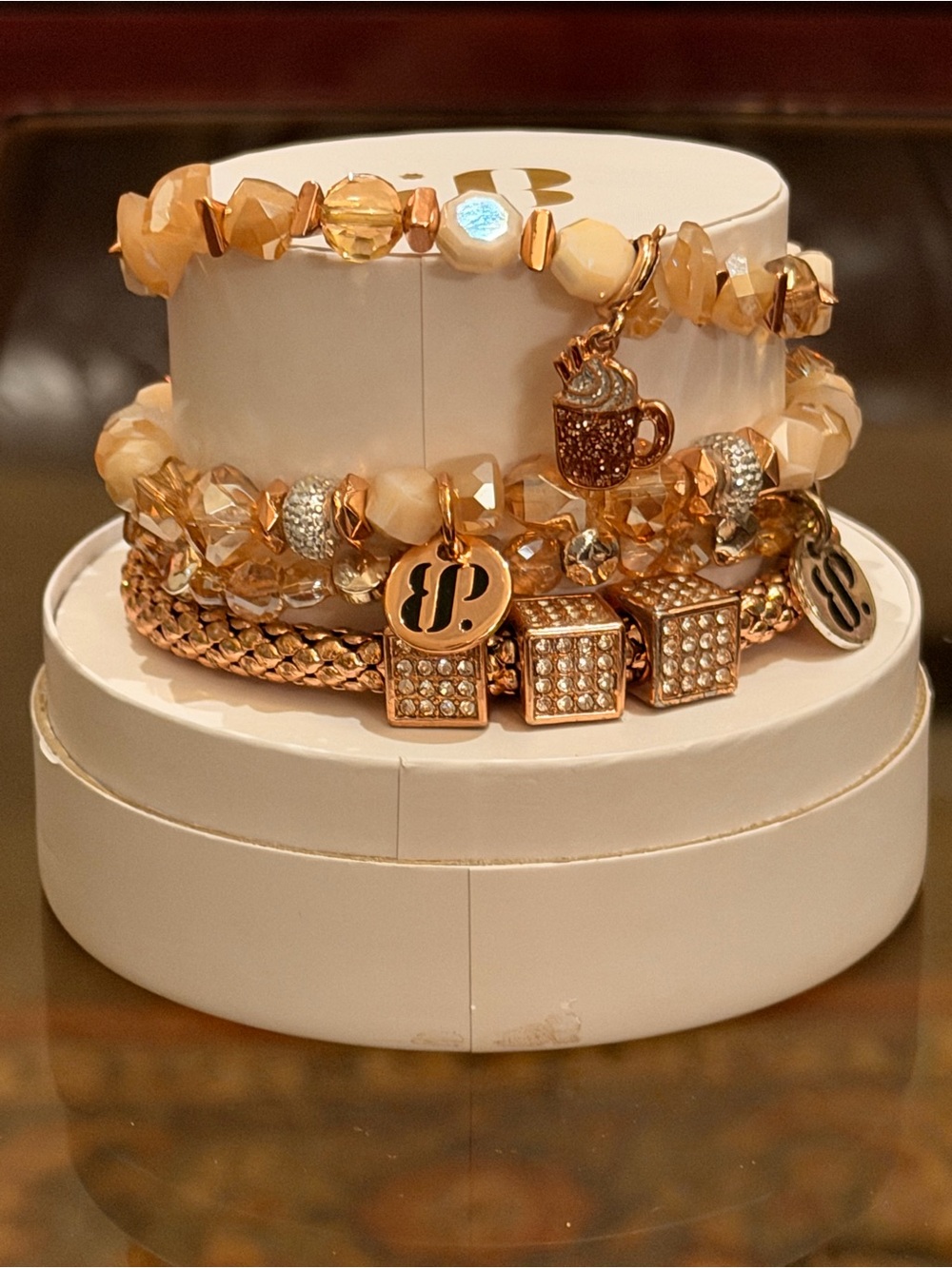 Bomb Party NWT “Hot Cocoa on Christmas”Bracelet Set Rose Gold - Picture 8 of 13